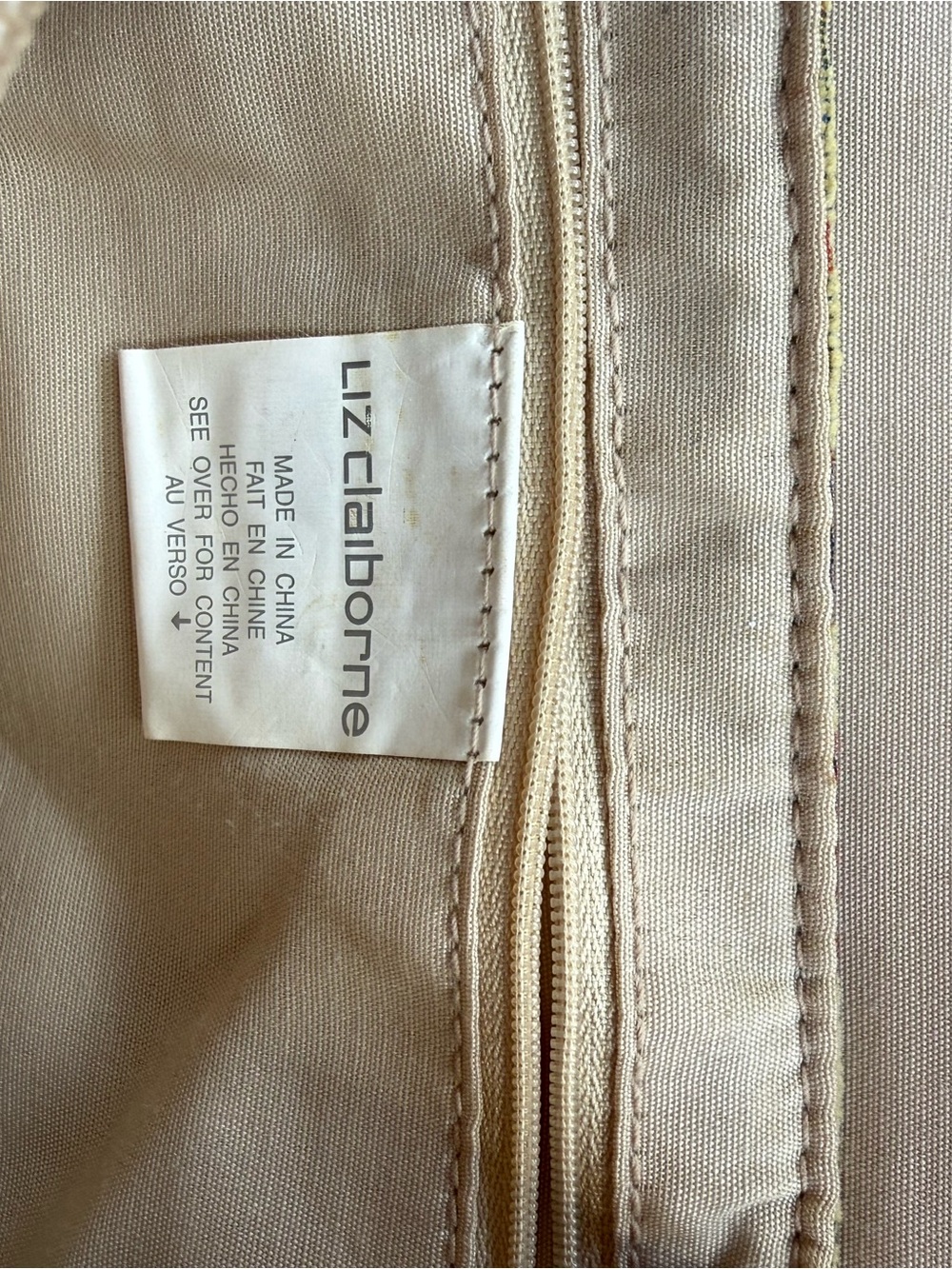 Liz Claiborne Womens Small Floral Shoulder Purse Bag Leather & Stitched Fabric - Picture 4 of 8